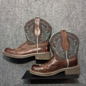 Ariat Fatbaby Heritage Brown Turquoise Western Boots Womens 10B 10016238